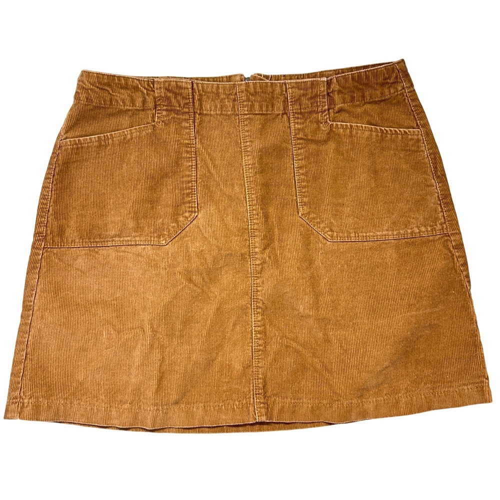 F&F Front Pocket Corduroy Mini Skirt 10 Caramel Brown Cotton Granola Y2K
